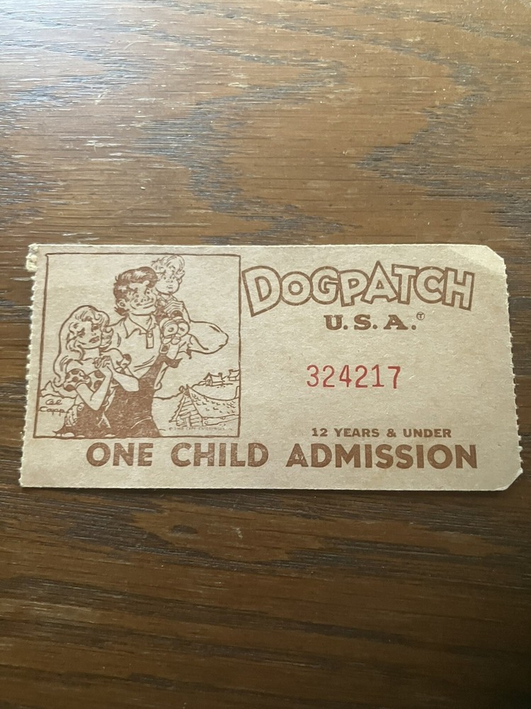 DOGPATCH USA AMUSEMENT PARK Child Ticket Rare Memorabilia