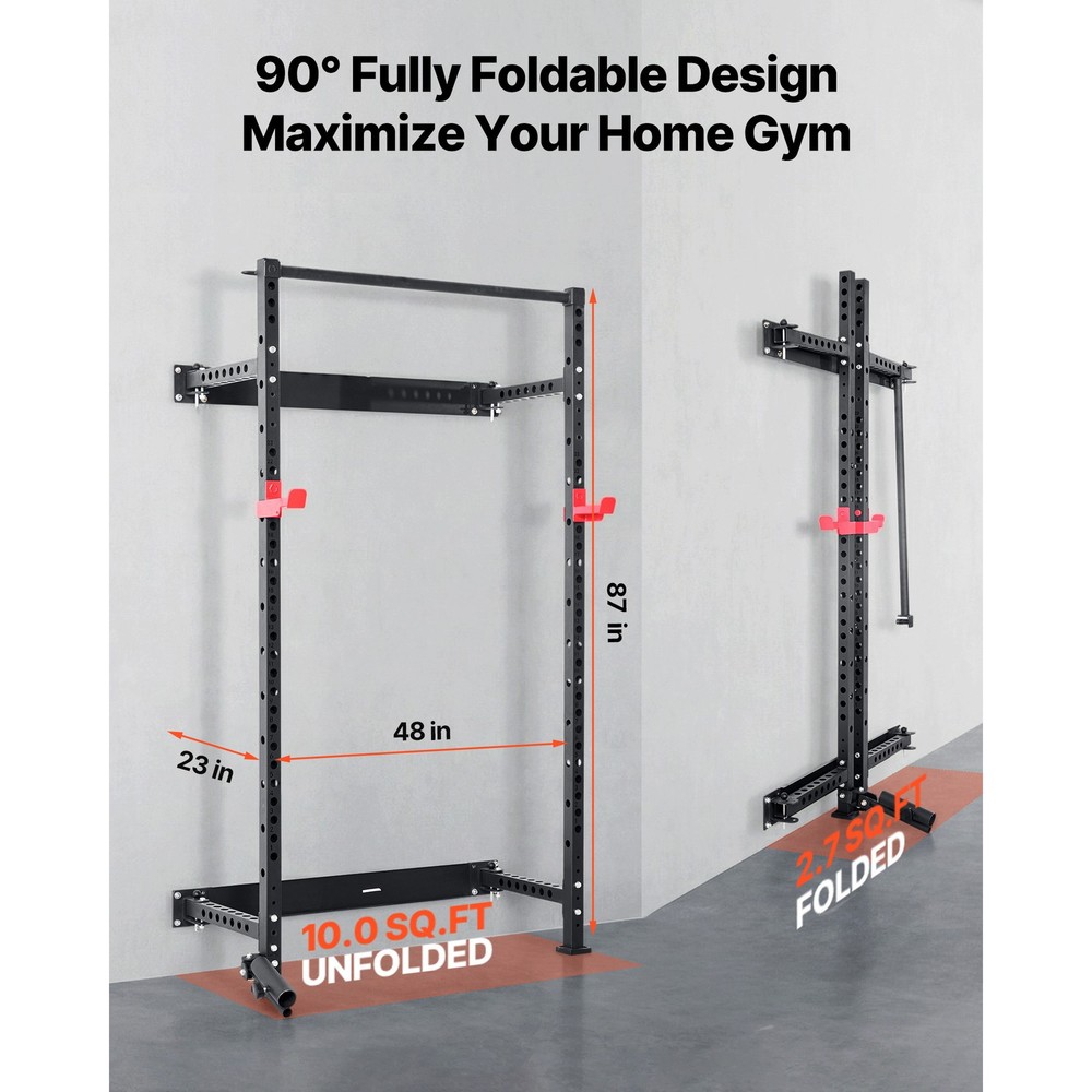 Uimoso Folding Wall-Mounted Squat Rack for Strength Training and Workouts