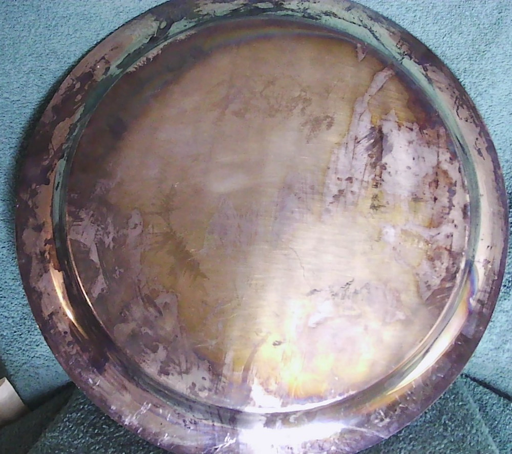 International Silver Co. #6071 "Camille" Silver Plate Round Tray 13" Floral Rim