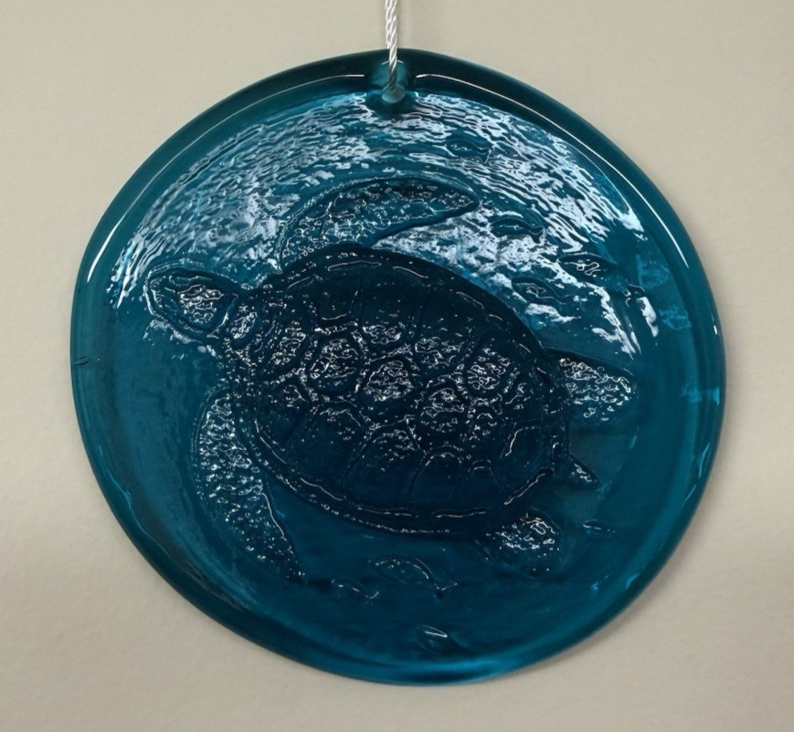 Blenko Glass Suncatcher - Sea Turtle - Cerulean