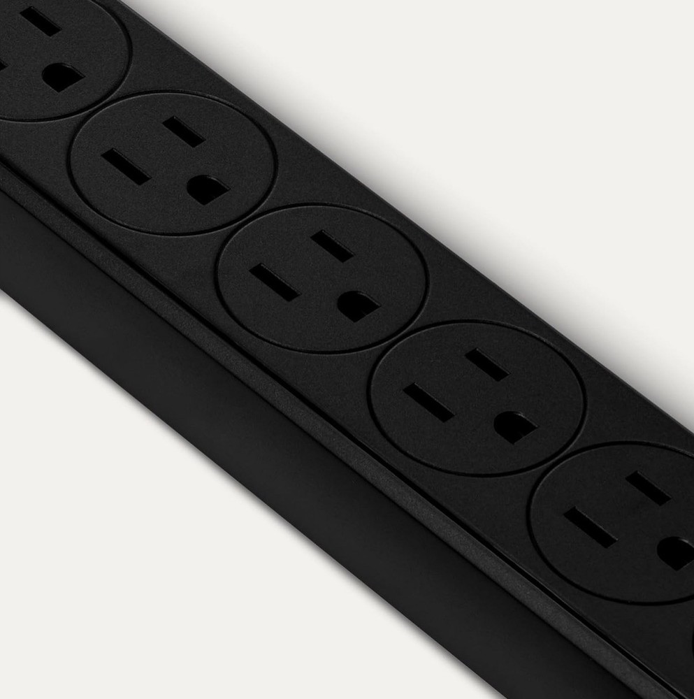 Amazon Basics Rectangle 6-Outlet Surge Protector Power Strip 2FT Long - 2 Pack
