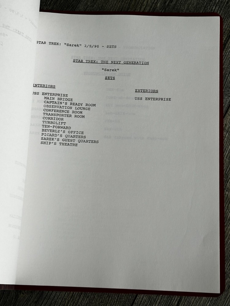 STAR TREK Script The Next Generation Sarek Final Draft March 5 1990 Picard