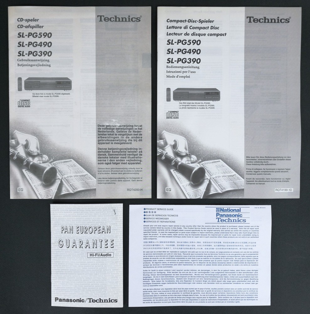 TECHNICS SL-PG 590/PG-490/PG 390 - ORIGINAL BROCHURE PAIR - VARIOUS LANGUAGES