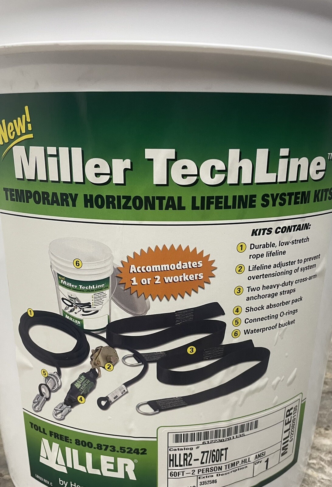 Miller HLLR2-Z7/60FT Horizontal Lifeline Honeywell Techline 60ft HLLR2/60FT Kit