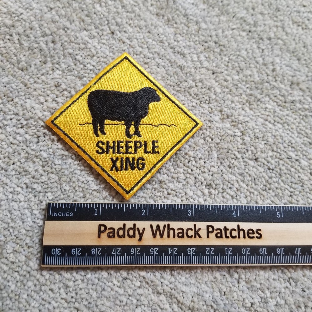 Sheeple Xing Crossing Patch Hook & Loop Back Military Morale Tactical