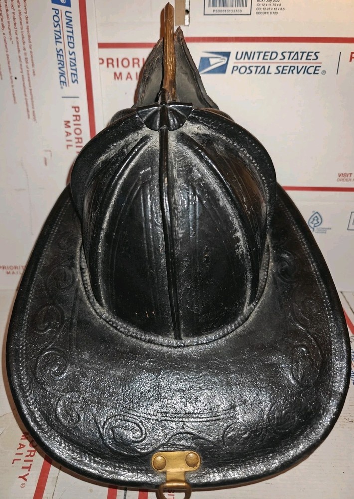 John Olson Vintage Leather Crew Manager Firefighter Helmet