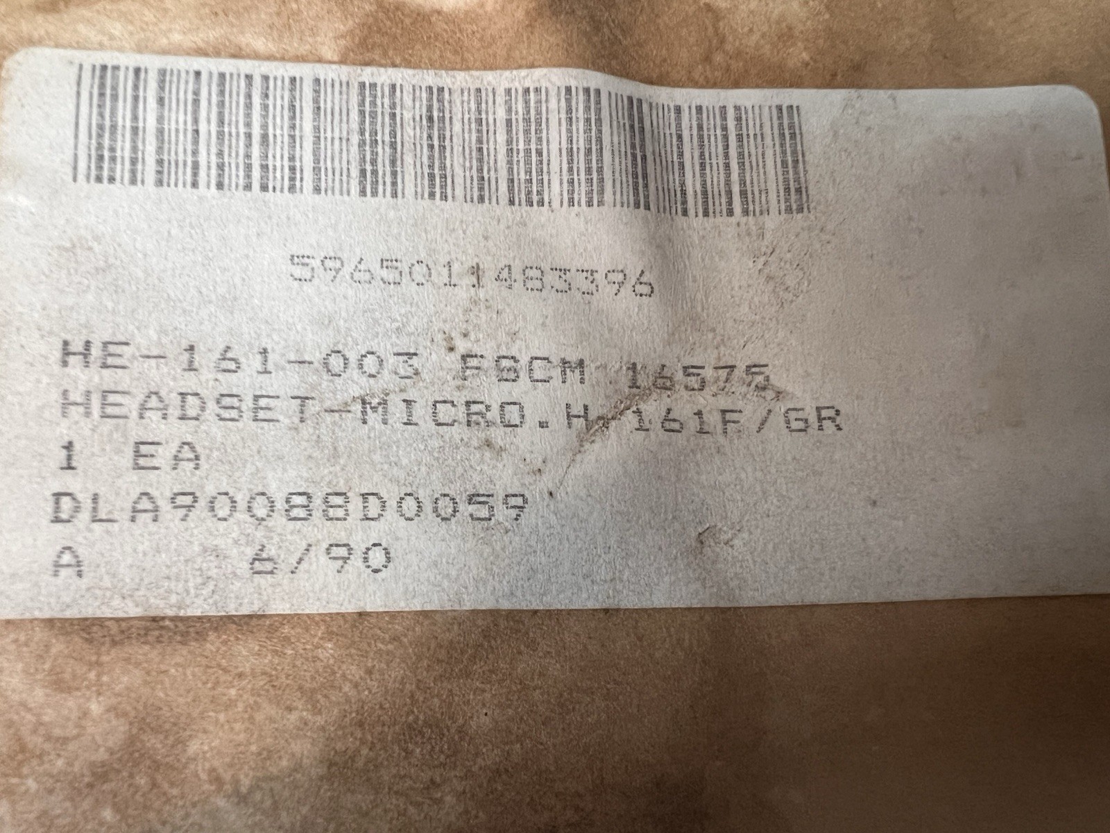 VINTAGE NOS ASTRCOM MILITARY HEADSET H-161F/GR PILOTS GEAR