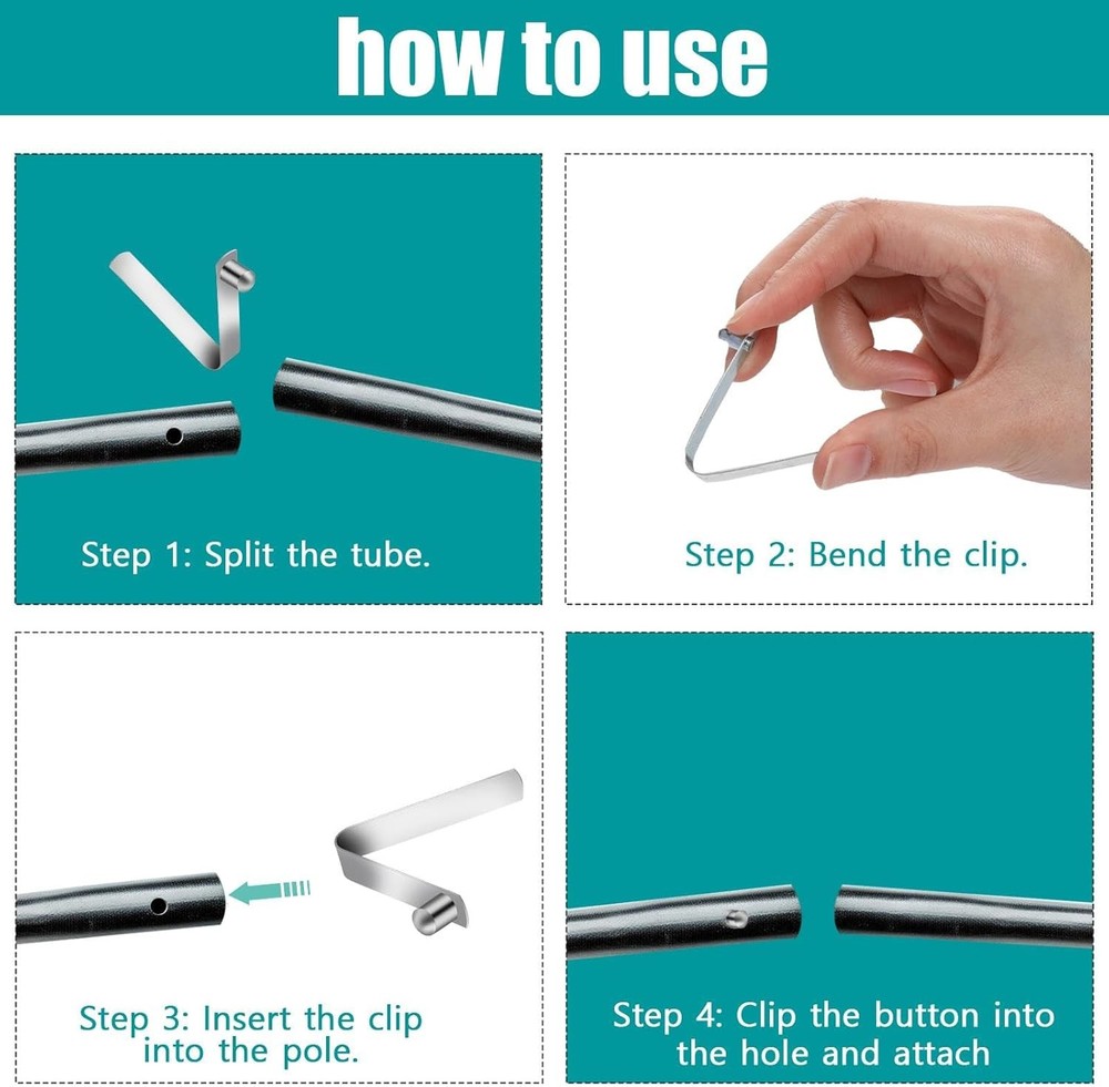 Sliverdew 12 Pieces Tent Pole Clips Push Button Spring Clip 8mm