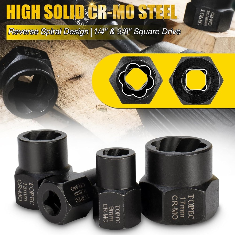 35pc Bolt Extractor Kit Impact Socket Set for Damaged Rusted Rounded Bolts