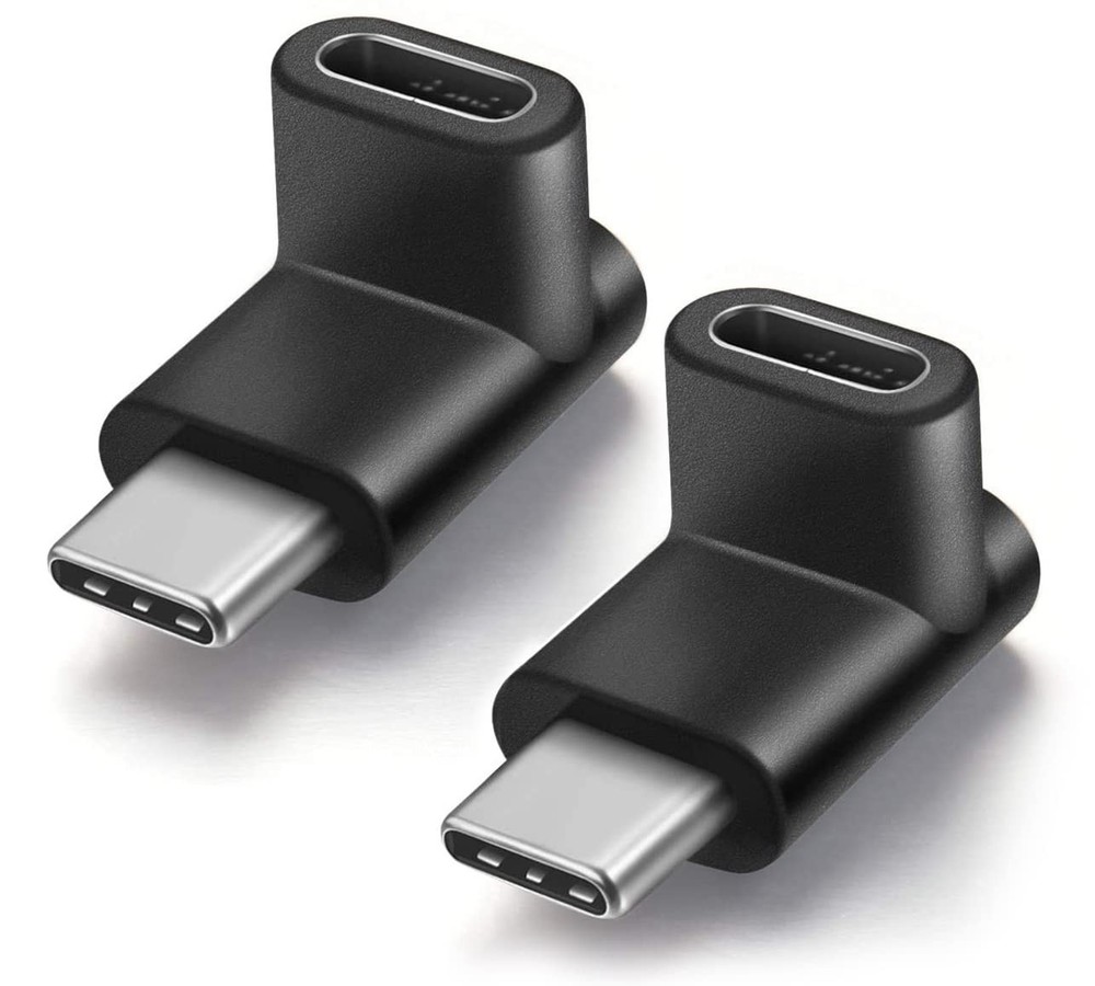 URWOOW Right Angle Type C USB 3.1 Adapter Extension 90 Degree 2 pack, black