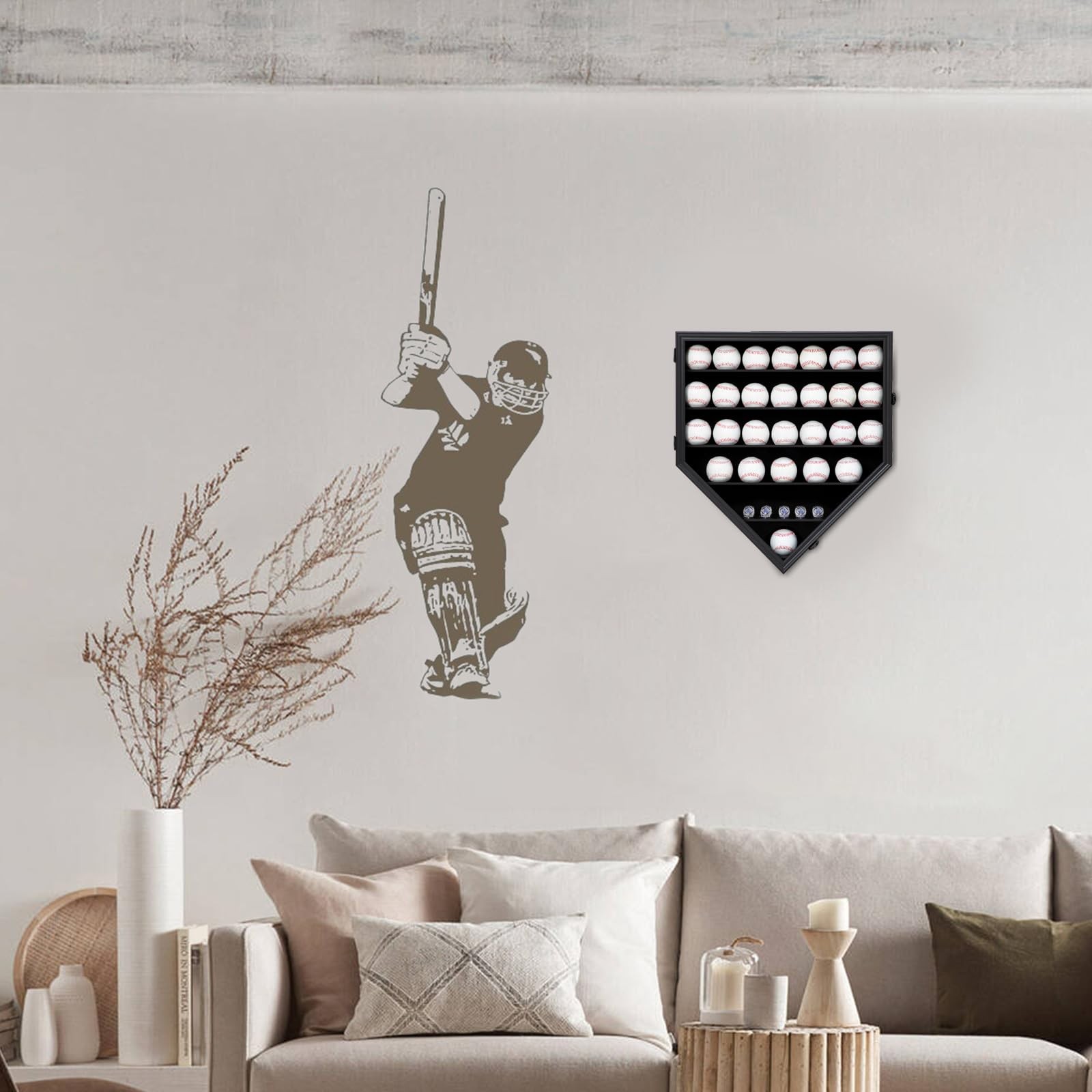 30 Baseball Display Case Wooden Baseball Holders for Balls Display Wall Mount...