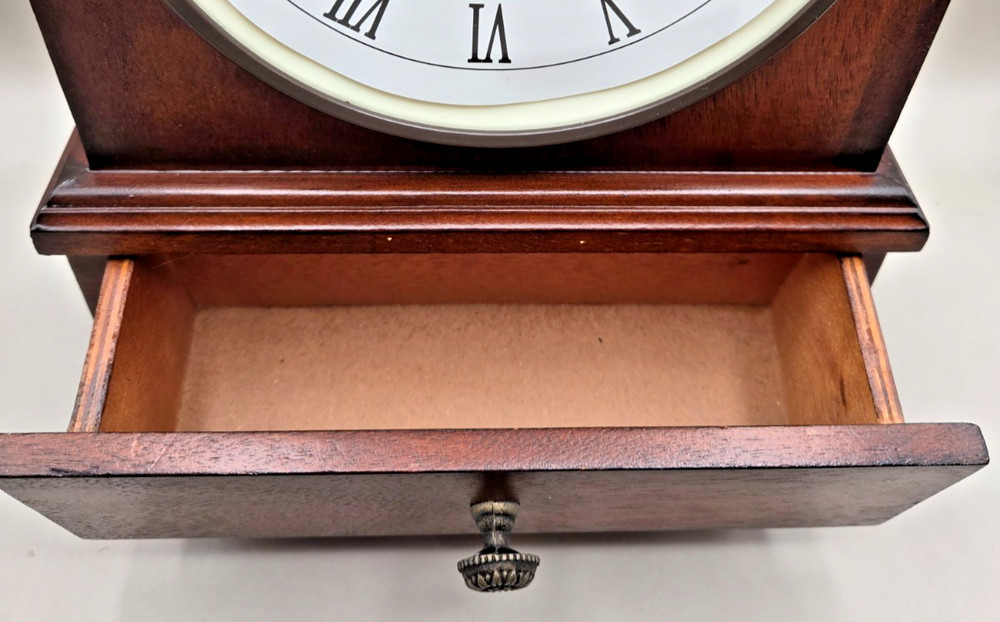 Mantle Table Clock Glass Bezel and Drawer