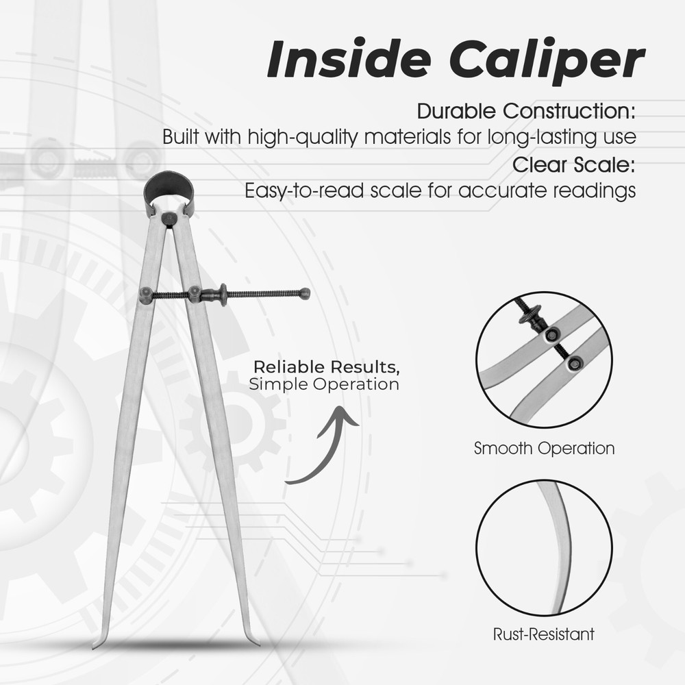10" Inside Caliper by General Tools – Flat Leg Design for High Precision