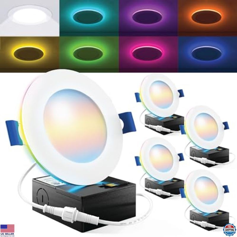 Sunco 4-Pack 4" Ultra Thin Smart LED Recessed Lights - Dimmable Tunable CCT
