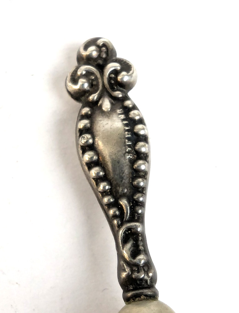 Sterling Silver Wax Seal ”S” In Script Beaded Repousse Design Small Antique