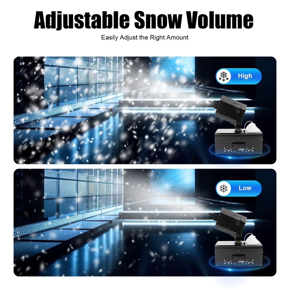 Snowflake Effect Machine 2000W Stage Snow Flake Maker 90° Rotatable w/Remote