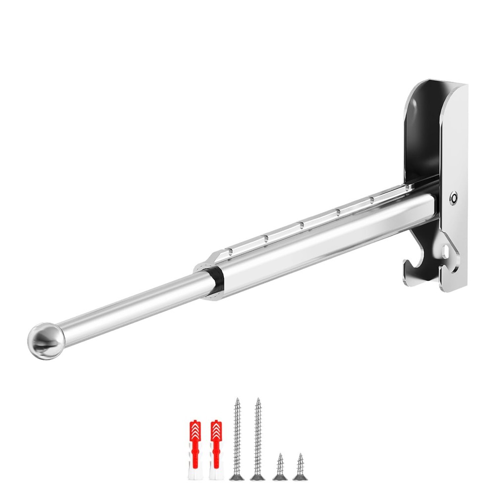 Wall Mounted Drying Rack 13" Foldable Clothes Hanger Silver Pull-Out Clothes ...