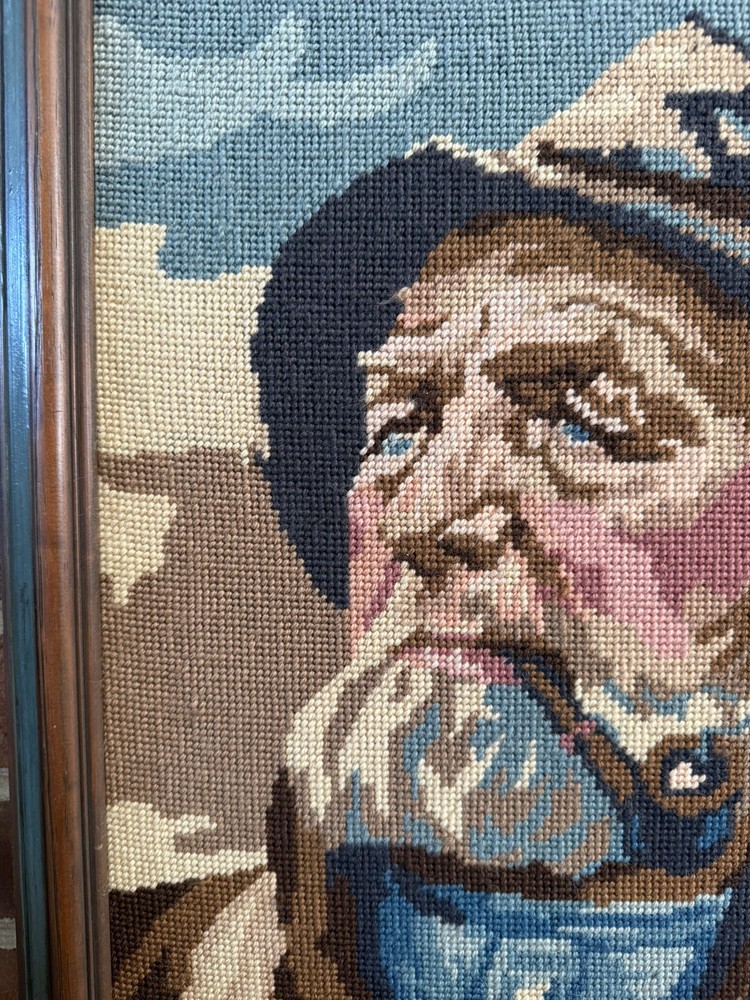 Old Sailor Needlepoint Framed Nautical Cape Cod Vintage
