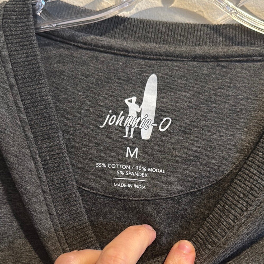 NWT Men's Johnnie-O Golf Crew Pull Over Sweater Gray Medium Embroidered