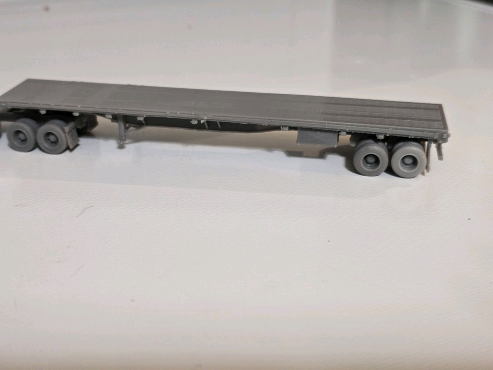N Scale 48ft 2 Axle Utility Flatbed Trailer Undecorated Kit 3d Printed