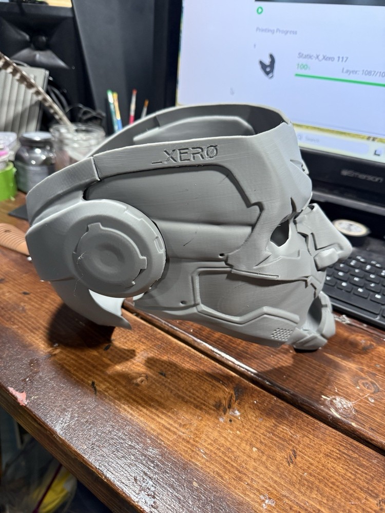 Static-X 3D Gray/ Black Printed Xer0 Mask Raw Print