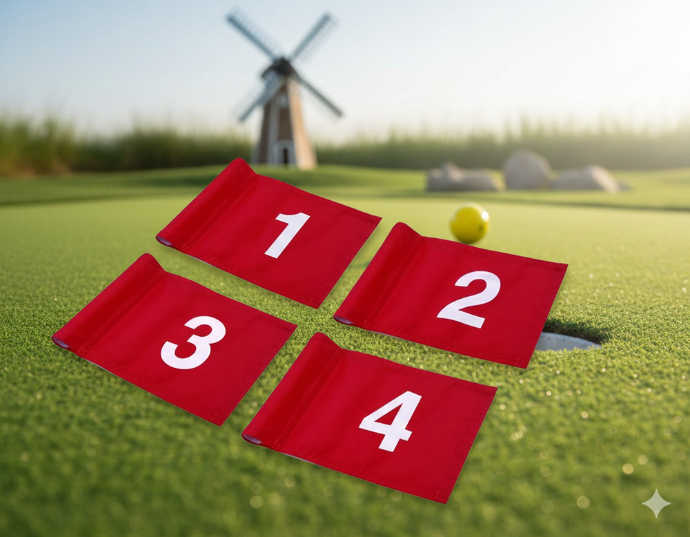 Mini Golf Putting Numbered Red Flags 420D Nylon 4-Pack Set #1-4