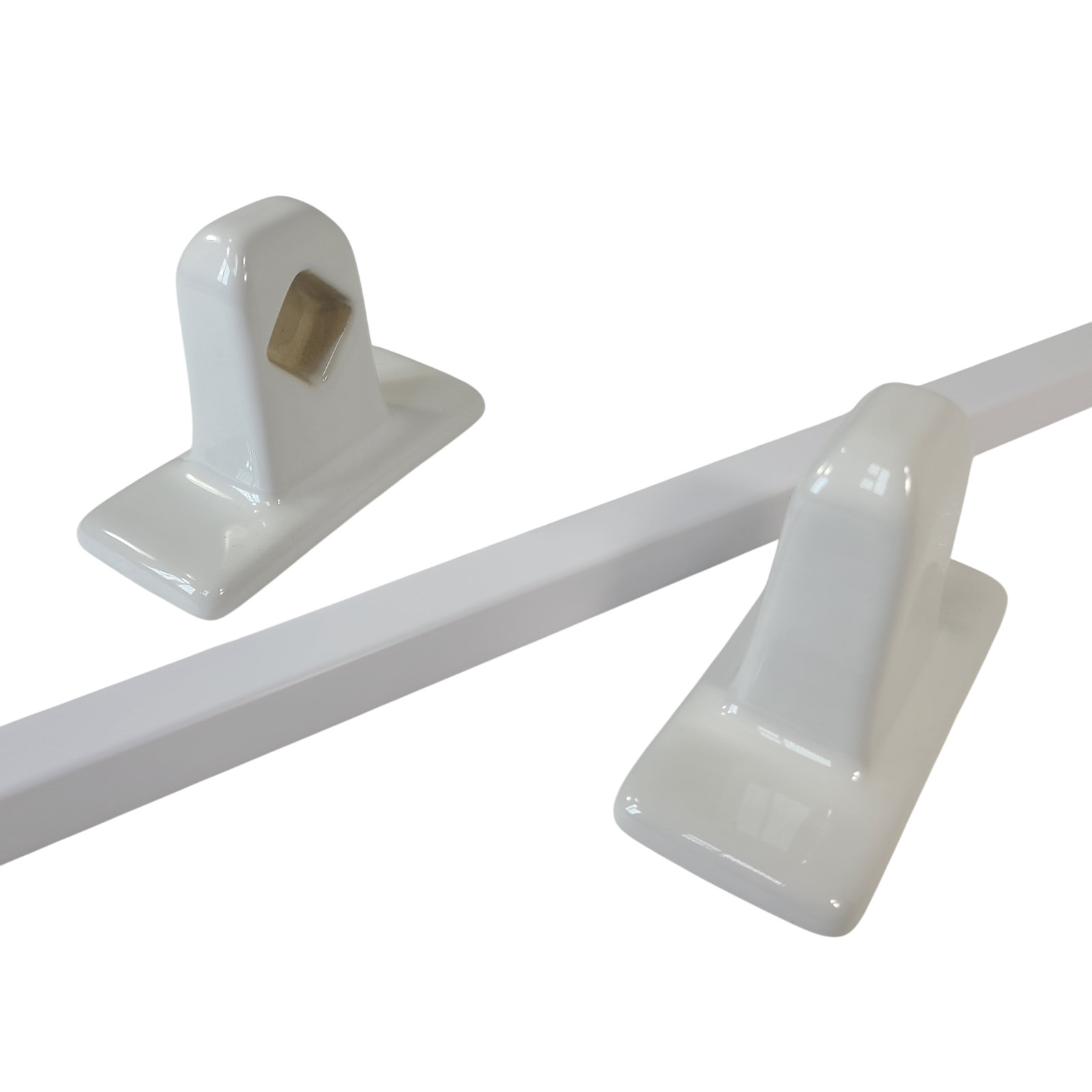 Vintage White Ceramic Tile Towel Rod Rack Post Holder Brackets 24 in Acrylic Bar