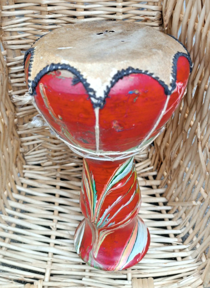 Colourful Tunisian Djembe Clay Drum Handmade