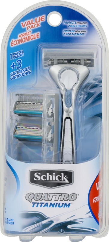 Schickk Quattro Titanium 1 Razor and 3 Refill Blade Cartridges