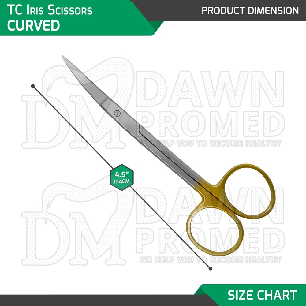 Premium German TC Iris Scissors 4.5" Curved Surgical Dental Instruments