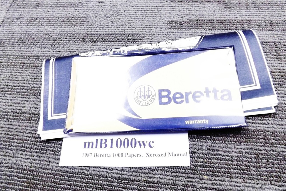 1987 Beretta 1000 20 ga Muzzleloader Papers DU Special with Xeroxed Manual