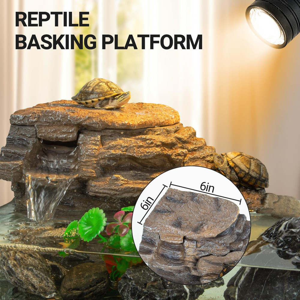 Turtle Tank Filter, 120GPH Turtle Filter Basking Platform with Detachable Bridge