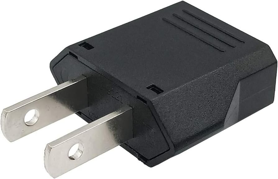 European to Plug Adapter, Black, 2-Pack, Type E/F to Type A/B, Fireproof, C...
