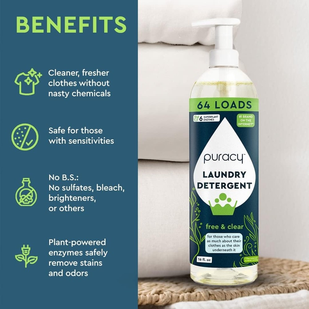 Laundry Detergent - Enzyme-Powered Liquid Laundry Detergent Concentrate, Natural