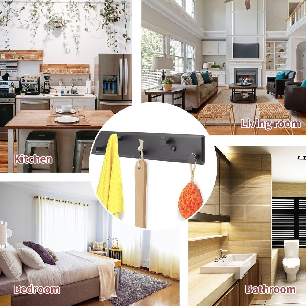 Rustproof Wall Coat Rack with 5 Hooks - Elegant Storage Solution for Home