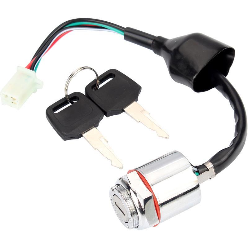 US 4 Wire 4 Pin Ignition Key Switch Starter+ 2 Keys On-Off key cylinder Switch