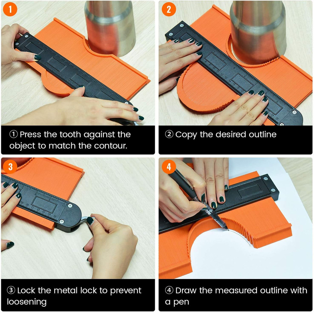 Contour Gauge Duplicator Set, 5" & 10" Profile Tools for Precise Shape Copying