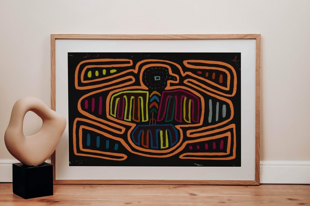 Classic Orange And Black Thunderbird Design Mola