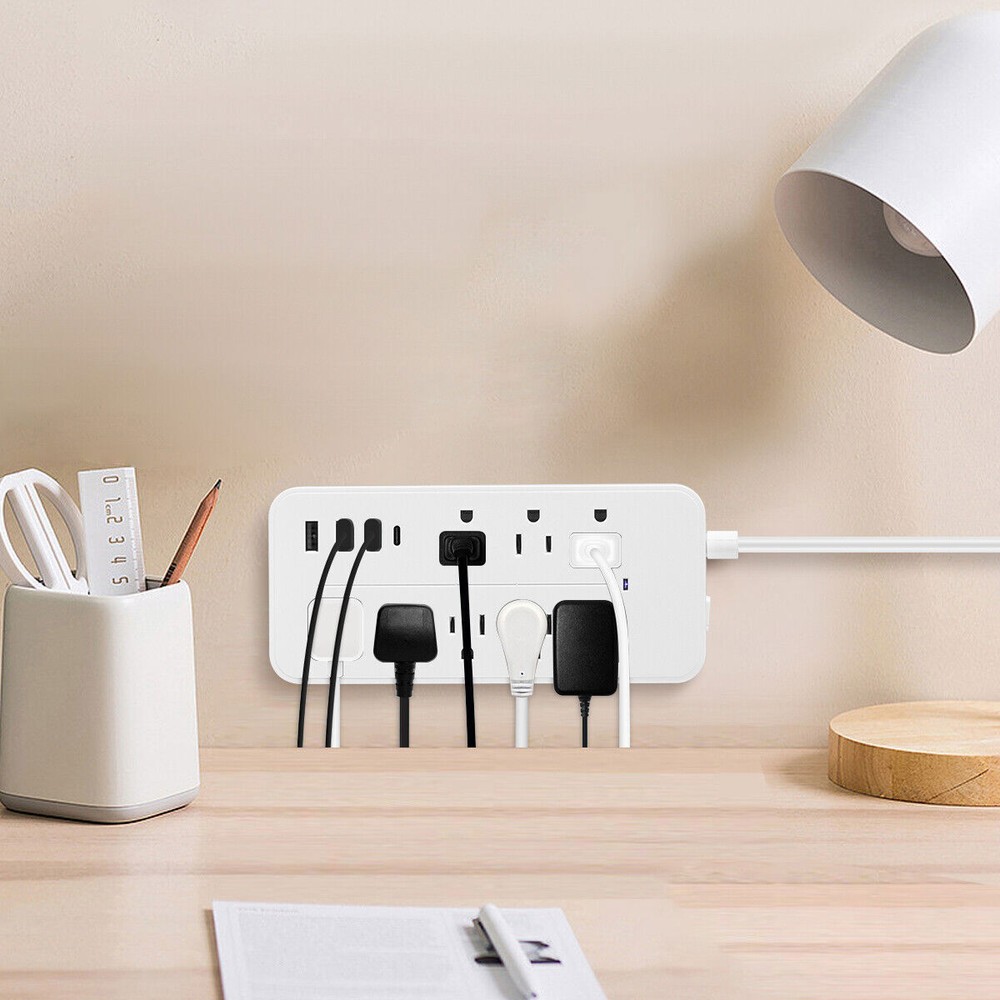 Multi Outlet Surge Protector USB Charging Power Strip Extension Cord Flat Plug