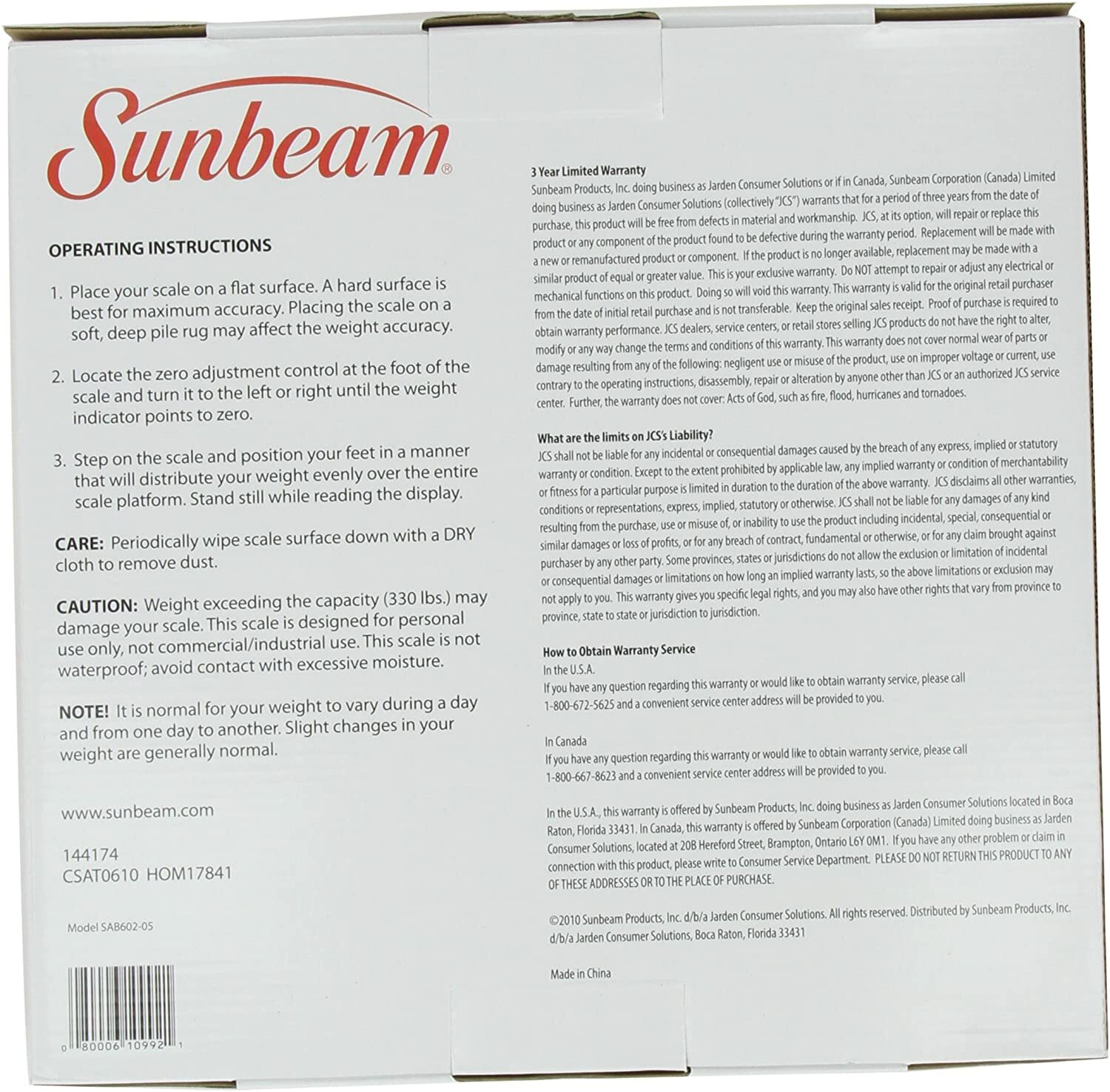 Sunbeam SAB602-05 Full View Dial Analog Scale