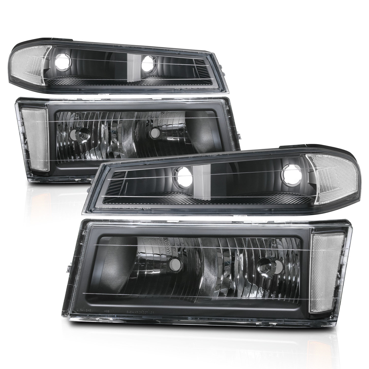 L+R Headlight Bumper Lamp for 2004-2012 Chevy/GMC Colorado/Canyon Black/Clear