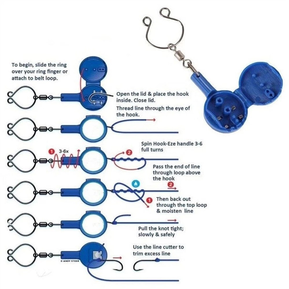 Quick Knot Tool For Fast Hook Tying & Smart Hook Cover (4 Pack)