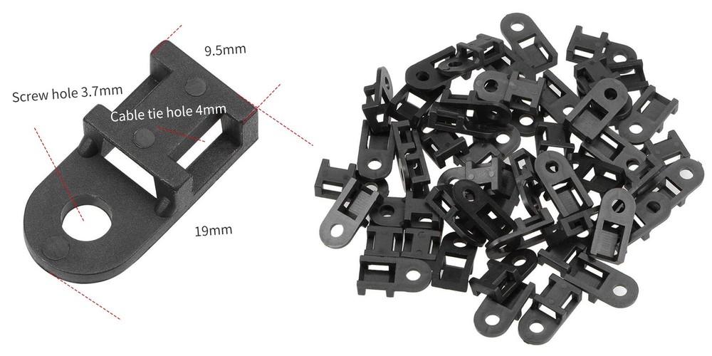 60 Set Cable Zip Tie Mounts Kit Black 6" Ties, 60 Set,