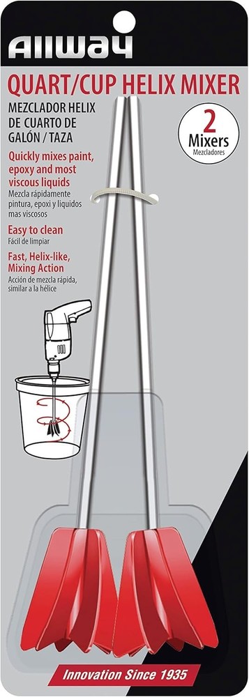 Helix Paint Mixer Drill Attachment for 1-Quart and 1-Cup Containers, 2 Pack