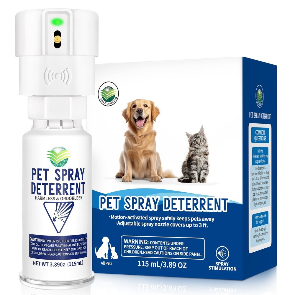 Motion Activated Cat Spray Deterrent Device - Odorless, Safe for Indoor Use, 3ft