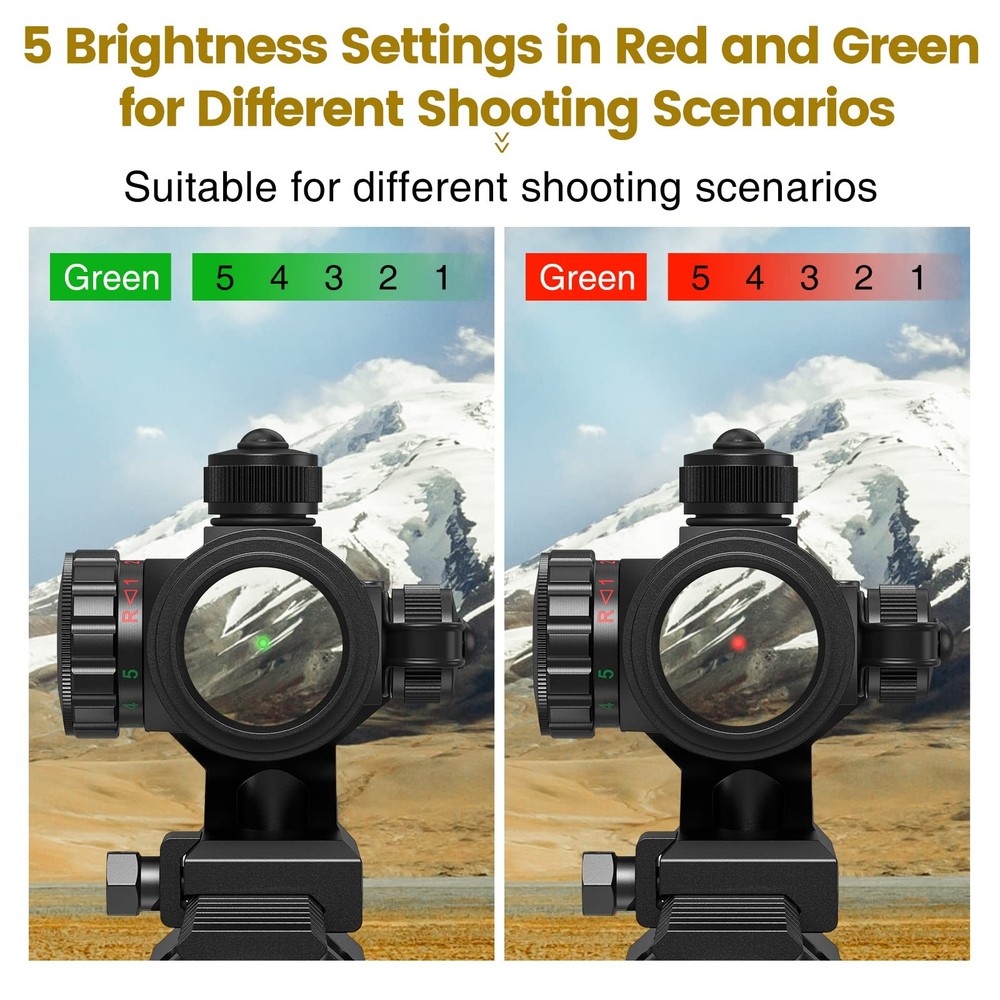Tactical Gun Sight Red Green Dot Scope Reflex for Medium, Black