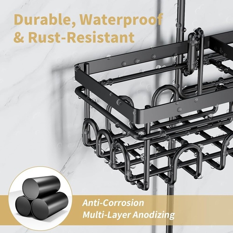 Rustproof Shower Caddy Wall Handheld Tool-Free Large Storage Organizer Hooks New