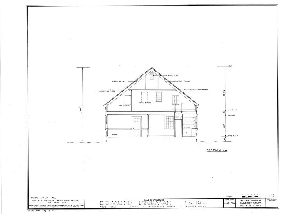 Cape Cod colonial house plan, 1 story w/ attic, side extension