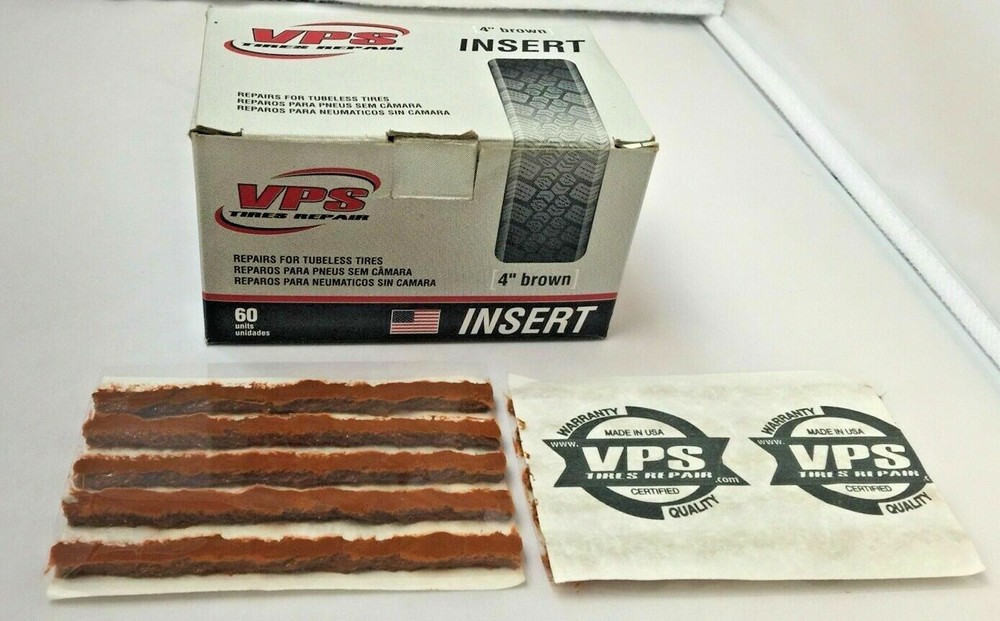 4"Brown String Type Tire Plug Insert Repairs, 60 pcs,USA Made ((Ti-361))