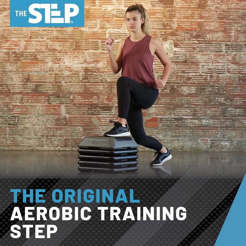 Adjustable High Step Aerobic Platform with 4 Risers, Home Gym Workout Equipment,